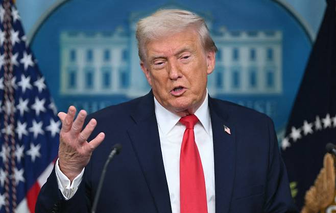 20일(현지시간) 백악관 브리핑룸에서 연설 중인 도널드 트럼프 미국 대통령.(사진=AFP)