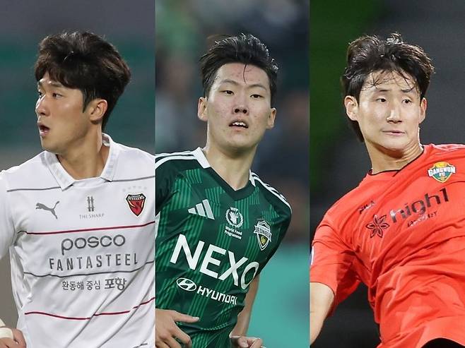 2026시즌 K리그1의 22세 이하(U-22) 의무출전 제도가 폐지되면서, 유망주들은&nbsp;한층 더 치열한 경쟁을 해야 한다. 포항 한현서, 전북 강상윤, 강원 신민하(왼쪽부터). 사진제공｜한국프로축구연맹