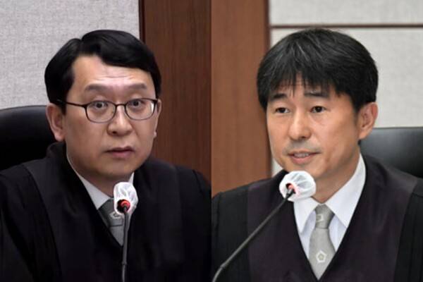 한덕수 재판을 맡은 이진관&nbsp;부장판사(왼쪽)와 윤석열 재판을 맡은&nbsp;지귀연&nbsp;부장판사. 연합뉴스 사진 편집