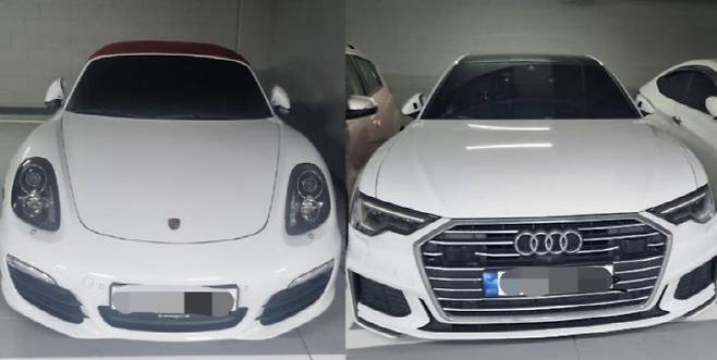 한 임대아파트 주차장에 즐비한 고가 차량들 (사진=사회관계망서비스)