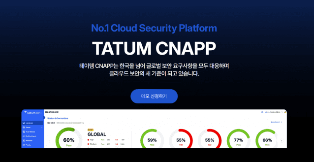 테이텀시큐리티의 클라우드 네이티브 어플리케이션 보안 플랫폼 '테이텀 CNAPP' 소개 이미지. (사진=테이텀시큐리티 홈페이지 갈무리)
