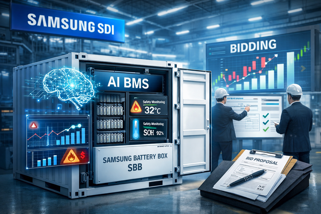 삼성SDI는 ESS 제품인 SBB에 AI 기술 기반의 BMS를 적용했다.  챗GPT 생성 이미지.