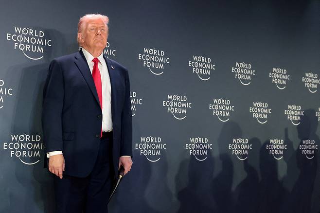 U.S. President Donald Trump attends a reception with business leaders during the 56th annual World Economic Forum in Davos, Switzerland, on Wednesday. (Reuters)