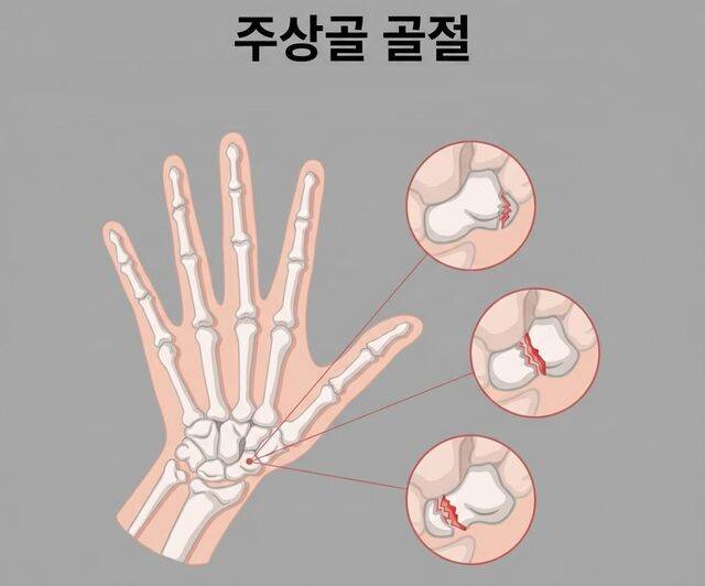 주상골 위치와 골절. 그림은 기사의 내용을 바탕으로 생성. 제미나이