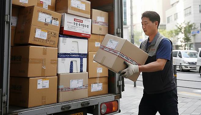 AI로 생성된 택배 관련 이미지.