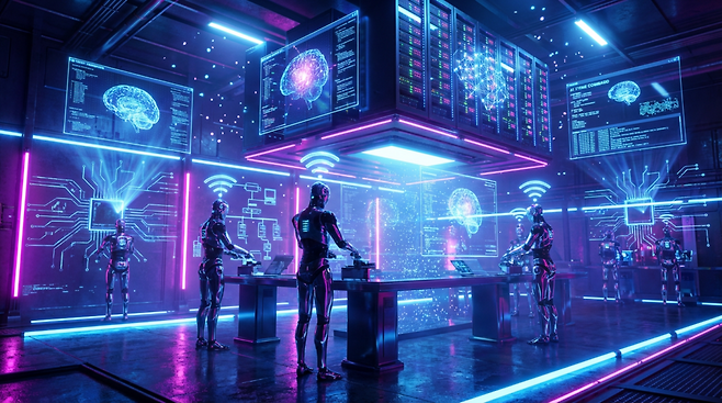 올해 기업들은 AI에 계속 투자하겠지만, 그 방식은 달라질 것이라고 예측한다. ‘이제는 투자(investing)에서 성과(proving outcomes)로 이동한다’한다는 것이다. 즉 실험과 PoC(개념증명)를 넘어 수익·생산성·리스크 절감이 수치로 입증되는지가 관건이다. (이미지=젠스파크로 생성)