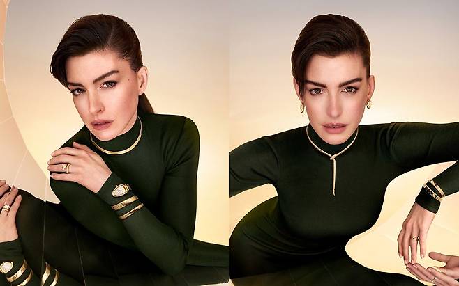 불가리가 앤 해서웨이와 함께한 새로운 캠페인을 공개했다. 캠페인은 세르펜티 바이퍼 라인과 투보가스 중심으로 진행됐다. 사진 불가리