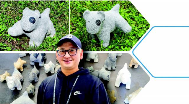 ▲&nbsp;‘나랑놀아’ 보령오석 2025&nbsp;▲ ‘돌려차기!’ 보령오석 2025 ▲ ‘돌변!’ 가변설치 돌 2025 ▲ 조각가 빅터 조