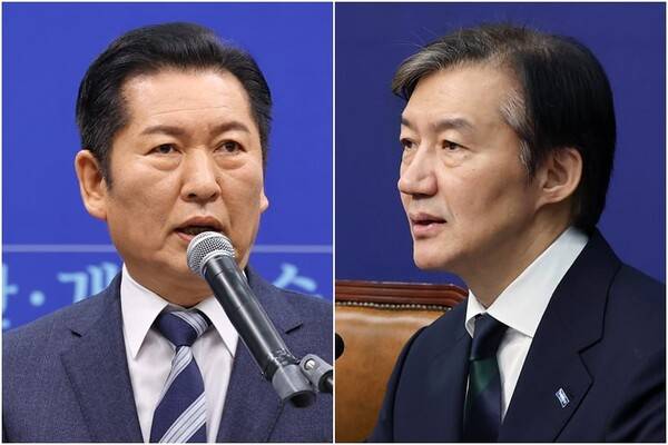 ▲ (왼쪽부터) 정청래 더불어민주당 대표와 조국 조국혁신당 대표. ⓒ연합뉴스