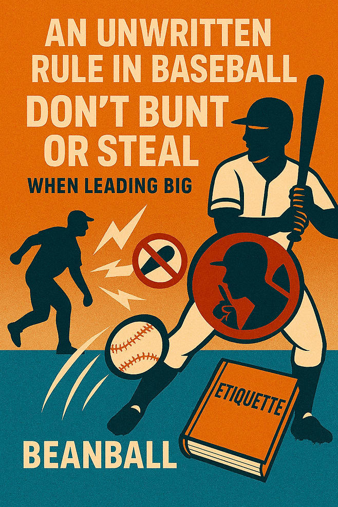 야구에서는 큰 점수 차로 앞선 팀은 도루나 번트 등을 하지 않는 게 불문율로 꼽힌다.&nbsp;