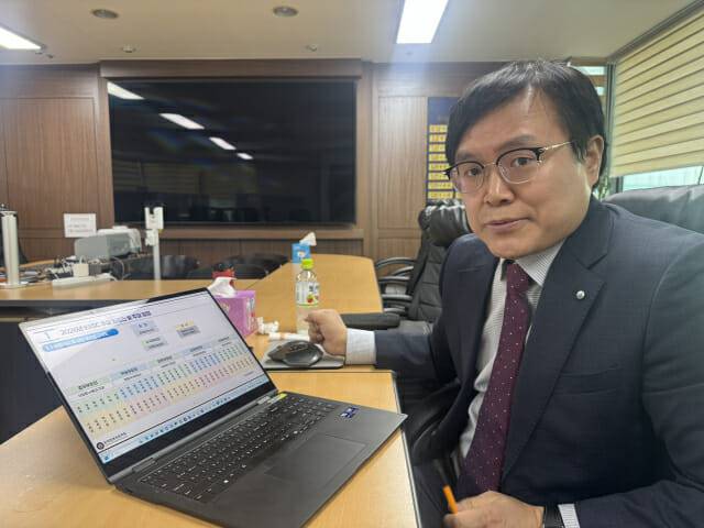 김호원 한국정보보호학회장이 학회 임원진을 설명하고 있다.