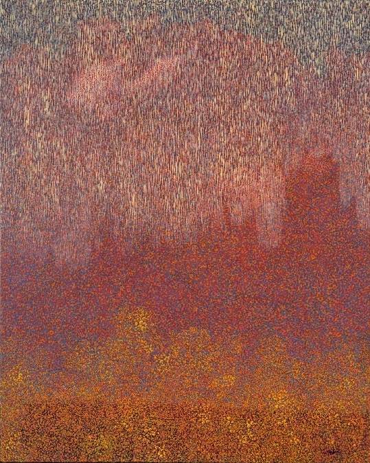 꽃비(flower petal rain) 91x73cm 캔버스에 수묵아크릴 2025