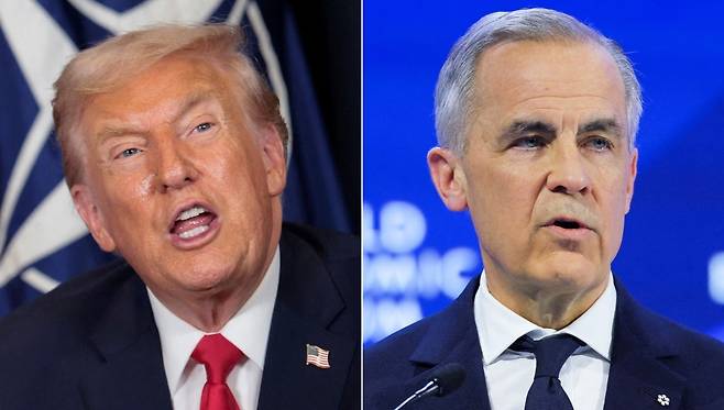 도널드 트럼프 미국 대통령(왼쪽)과 마크 카니 캐나다 총리. 로이터연합뉴스