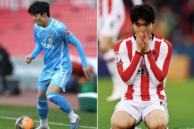 코번트리 양민혁(왼쪽), 스토크시티 배준호.  코번트리 페이스북·게티이미지코리아