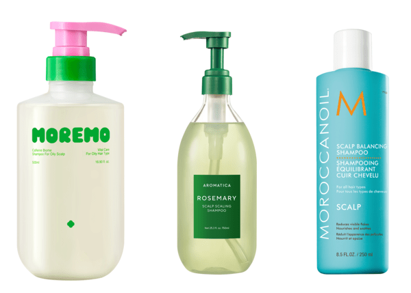 ①모레모 카페인 바이옴 샴푸&nbsp;②아로마티카 로즈마리 스칼프 스케일링 샴푸&nbsp;③모로칸오일 스칼프 컬렉션 스칼프 밸런싱 샴푸