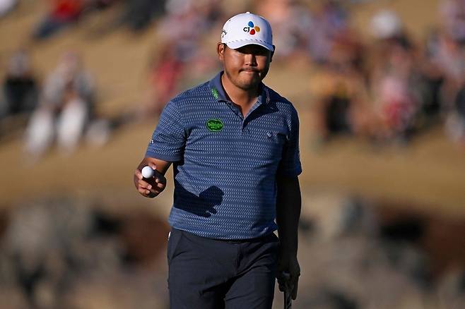 김시우가 26일 미국 캘리포니아주 라킨타의 피트다이 스타디움 코스에서 열린 PGA 투어 아메리칸 익스프레스 최종라운드에 임하고 있다. 사진 | AFP=연합뉴스