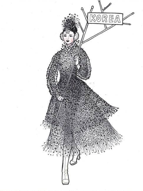 금기숙, 드로잉-평창올림픽 피켓요원 의상 스케치. /서울공예박물관