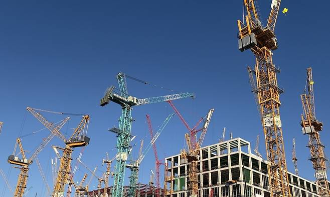 지난 22일 경기 용인시 원삼면 일반산업단지 내에 에스케이(SK)하이닉스의 용인 반도체 클러스터 1기 팹(반도체 공장)이 건설 중이다. 박종오 기자