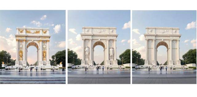 도널드 트럼프 미국 대통령이 23일 사회관계망서비스(SNS)에 올린 건국 기념 조형물(Independence Arch) 디자인. 트루스소셜 캡처