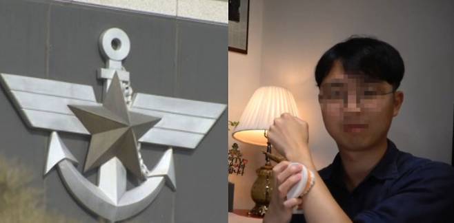 국방부 상징과 북한에 무인기를 보냈다고 주장한 30대 남성 오모씨. 연합뉴스·오모씨 유튜브 영상 캡처