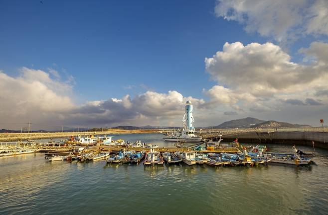 무안군 망운면 피서리의 톱머리항. 해송 숲이 우거진 톱머리 해수욕장이 바로 옆에 위치해 있다. 무안군 제공