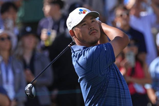 PGA 투어 아메리칸 익스프레스 4라운드 두 번째 홀에서 티샷하는 김시우. AFP연합뉴스