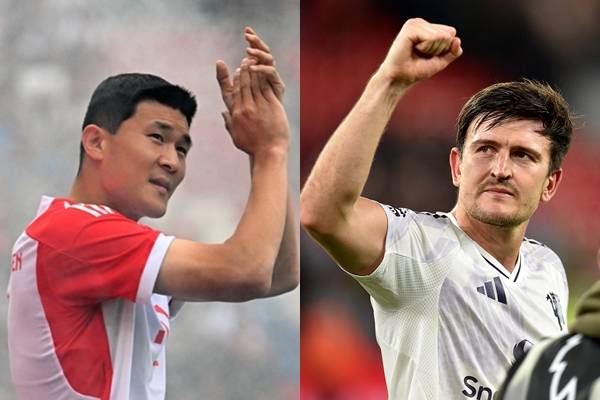 김민재(왼쪽)와 해리 매과이어. /AFPBBNews=뉴스1