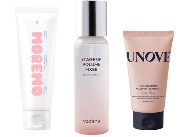 ①모레모 리커버리밤 B ②보다나 스테이지 업 볼륨 픽서 ③어노브 히팅 가드 노워시 헤어 트리트먼트