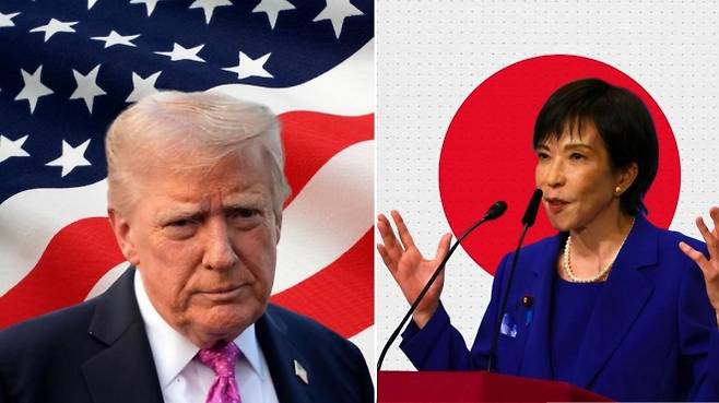 왼쪽부터 트럼프 미국 대통령, 다카이치 일본 총리 자료사진