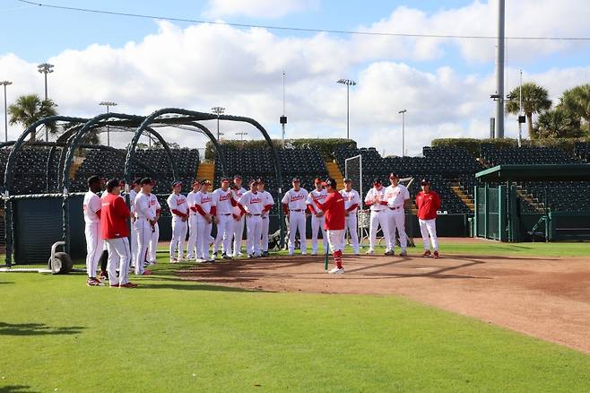 SSG 랜더스 선수단의 미국 플로리다 스프링캠프 훈련 모습. /사진=SSG 랜더스 제공