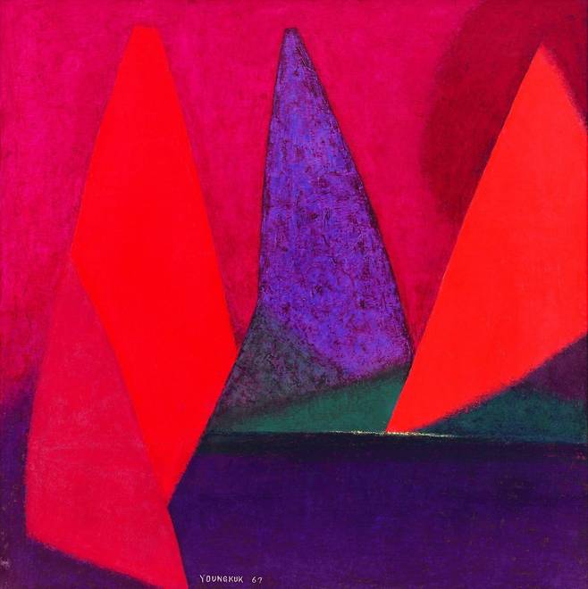 유영국, 작품, 1967, 캔버스에 유채 130×130cm. Ⓒ 유영국미술문화재단