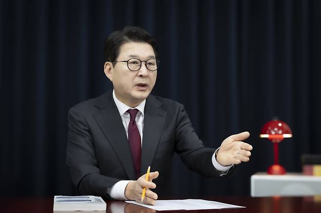 신동욱 국민의힘 수석최고위원이 ‘신동아’와 인터뷰하고 있다. 박해윤 기자