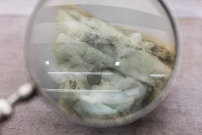FILE PHOTO: A sample of monazite ore, a mineral containing rare earth elements is displayed in Beijing