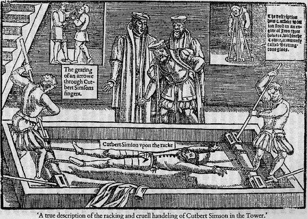 프로크루스테스의 침대를 풍자한 중세의 삽화.