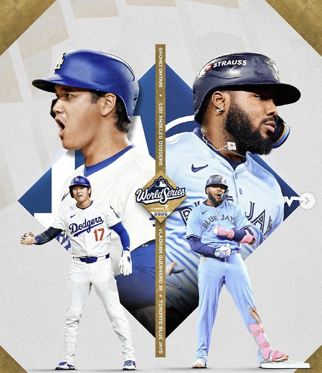 작년 월드시리즈에서 맞붙었던 오타니 쇼헤이와 블라디미르 게레로 주니어가 오는 3월 WBC에서 다시 맞딱뜨릴 수 있어 귀추가 주목된다. 사진=MLB 공식 X 계정