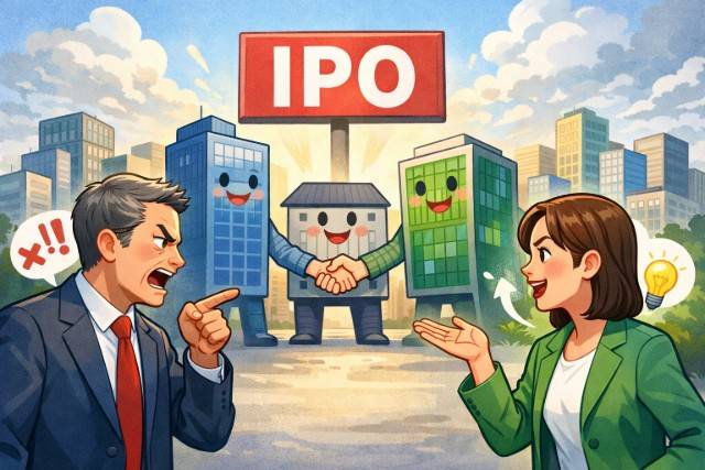 중복상장(모회사·자회사 동시 상장) 전면 금지를 두고 찬반 여론이 갈리는 분위기다. /챗GPT 생성 이미지