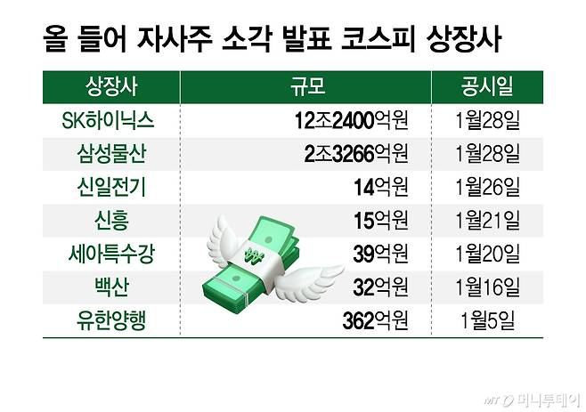 올 들어 자사주 소각 발표 코스피 상장사/그래픽=김지영