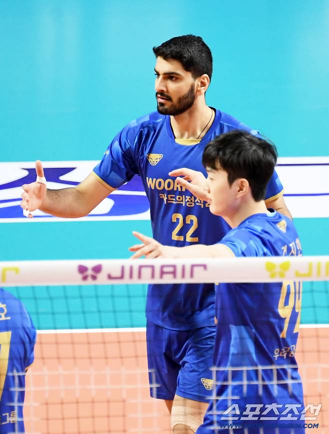 30일 장충체육관에서 열린 V리그 우리카드와 삼성화재의 경기. 우리카드 알리가 득점 후 환호하고 있다. 장충=박재만 기자 pjm@sportschosun.com/2026.01.30/