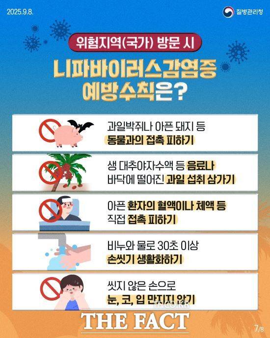 니파바이러스 감영증 예방수칙. /질병관리청