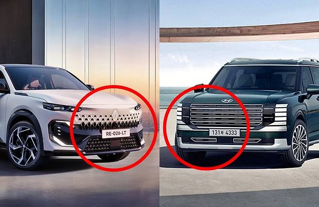 르노 필랑트(왼쪽)와 현대차 팰리세이드 [사진출처=르노, 현대차/편집=최기성 매경 디지털뉴스룸 기자]