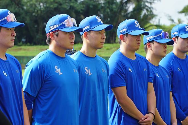 괌 캠프. 왼쪽부터 이재희 이승현 이재익 양창섭. 사진제공=삼성 라이온즈