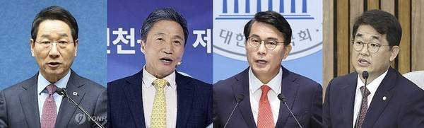 국민의힘 소속 인천시장 출마 예상 후보군. 왼쪽부터 유정복 인천시장, 이학재 인천국제공항공사 사장, 윤상현 의원, 배준영 의원. [사진=연합뉴스DB]