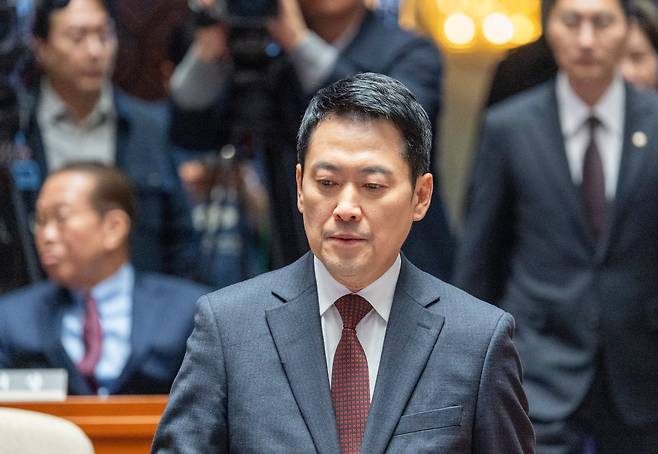 장동혁 국민의힘 대표가 2026년 2월 2일 오후 서울 여의도 국회에서 열린 의원총회에 참석하고 있다. 한동훈 전 대표의 제명에 대한 당 지도부의 설명을 듣는 자리였는데 육두문자가 난무했다. /김지호 기자