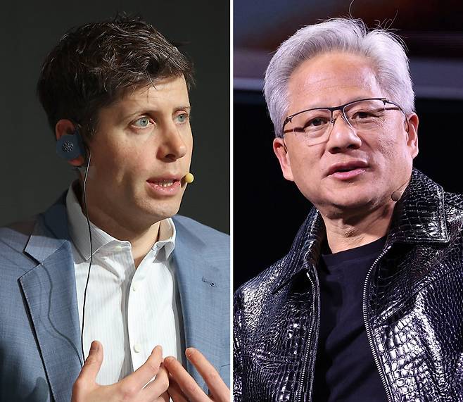 샘 올트먼 오픈AI 최고경영자(왼쪽), 젠슨 황 엔비디아 최고경영자.
