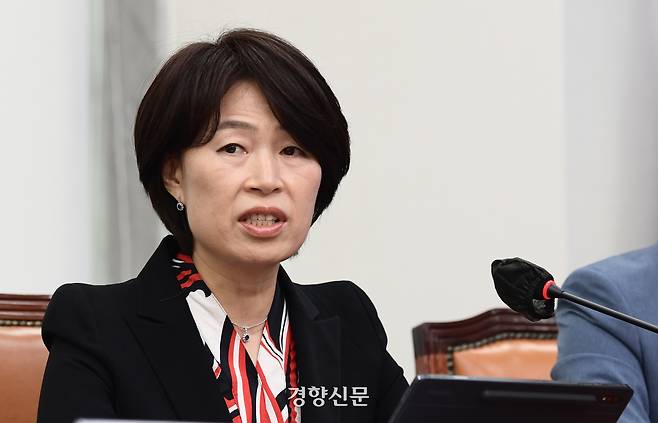 이재명 대통령이 지난 3일 더불어민주당 지명직 최고위원이었던 임선숙 변호사를 신임 감사위원으로 재가했다.  사진은 이 대통령이 민주당 당 대표였던 2022년 9월 23일 임 변호사가 최고위원회의에서 발언하는 모습. 국회사진기자단