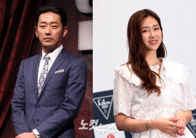 배우 하정우(왼쪽)와 차정원. 황진환 기자