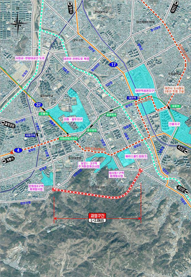 산성동~대사동 도로개설사업 위치도.