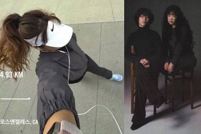 이수현이 러닝을 하고 있다. 오른쪽은 악뮤의 새로운 프로필 사진. 사진=이수현 인스타그램