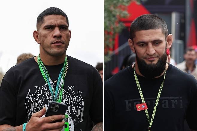 UFC 라이트헤비급 챔피언 알렉스 페레이라(왼쪽)와 미들급 챔피언 함자트 치마예프 [게티이미지]