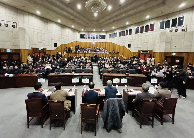 6일 오후 대구문화예술회관 달구벌홀에서 열린 ’대구·경북 행정통합 권역별 설명회’ 모습. /황인무기자